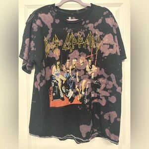 Def Leppard Black T-shirt, Junk Food Clothing LA, Size Large 100% Cotton Vntg